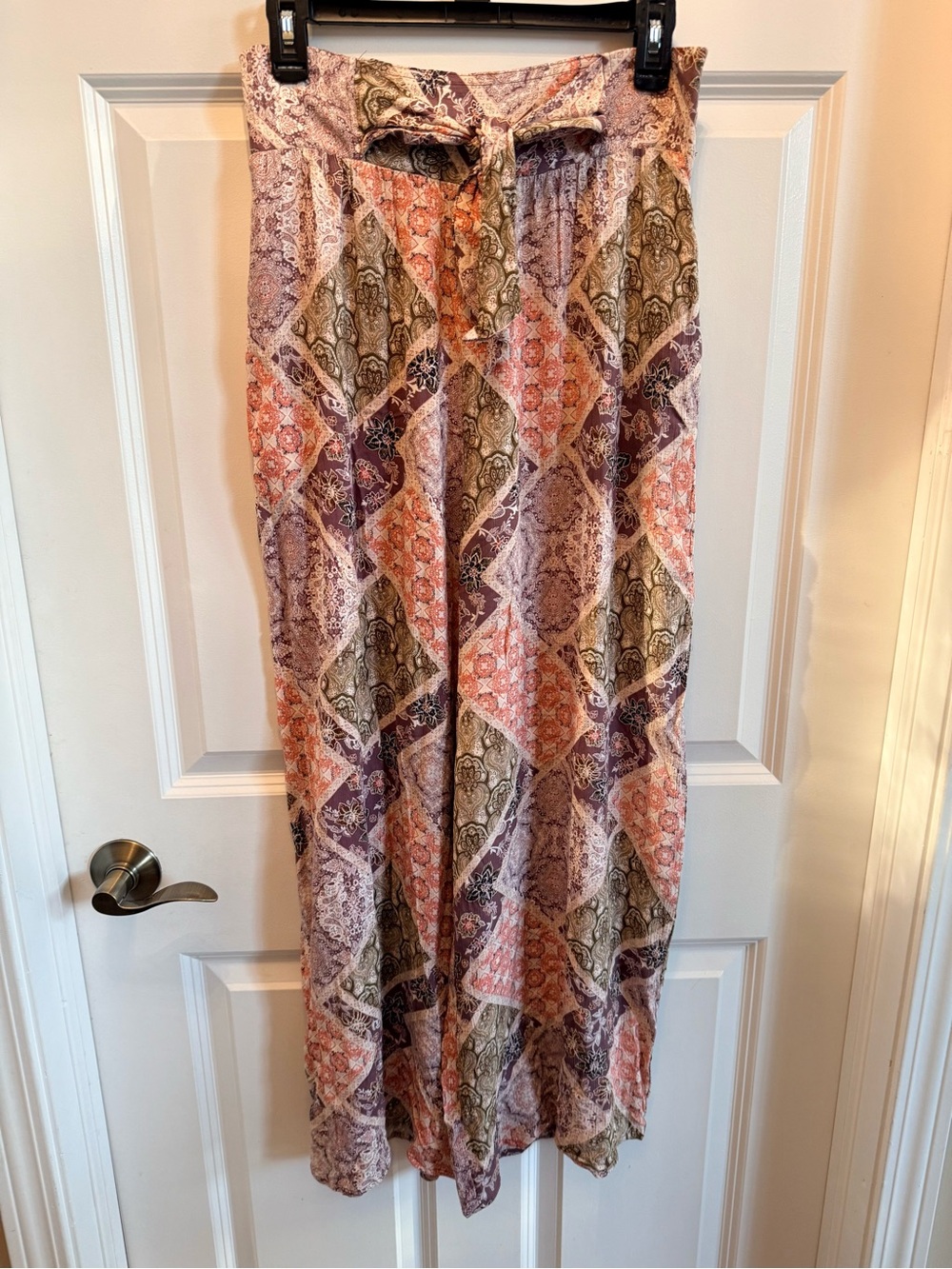 Boho Patchwork Maxi Skirt in Pink and Purple